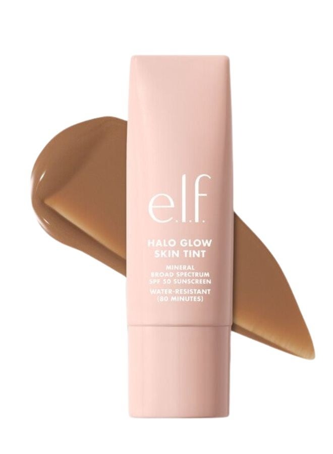 elf e.l.f. Halo Glow Skin Tint Light Coverage Foundation SPF 50 – 12 Tan Cool (Tan with Cool Undertones) Lightweight Buildable Coverage, Hydrating Dewy Finish Mineral Sunscreen, 50 ml - Image 1